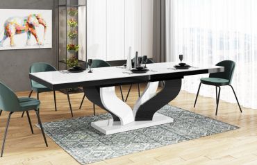 Stół rozkładany VIVA 160 - Biały / Czarny (nogi mieszane)